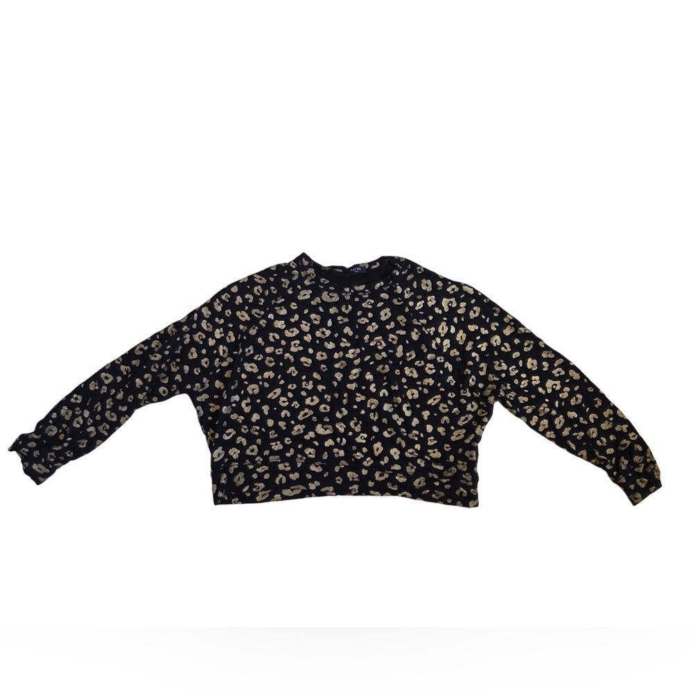 Terez Black and Goldish Tan with Shimmer Leopard Print Sweater
